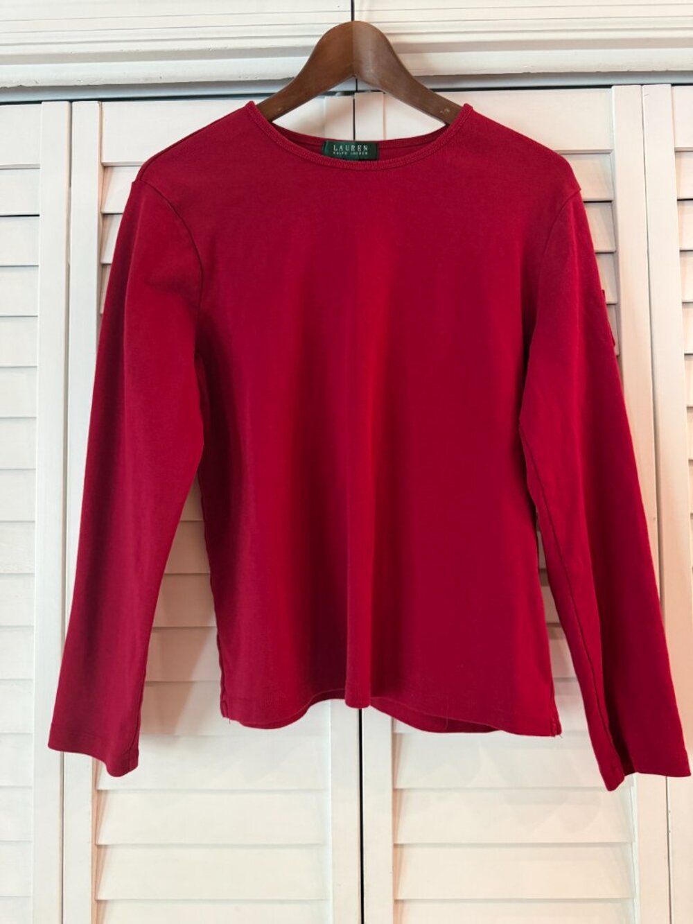 Lauren Ralph Laurent Red Knit Cotton Long Sleeve Shirt - Size XL